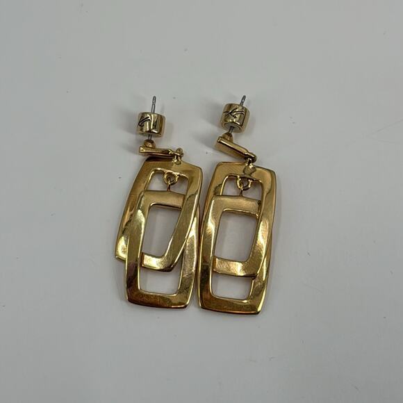 Kenneth Cole double rectangle gold earrings - Picture 3 of 4